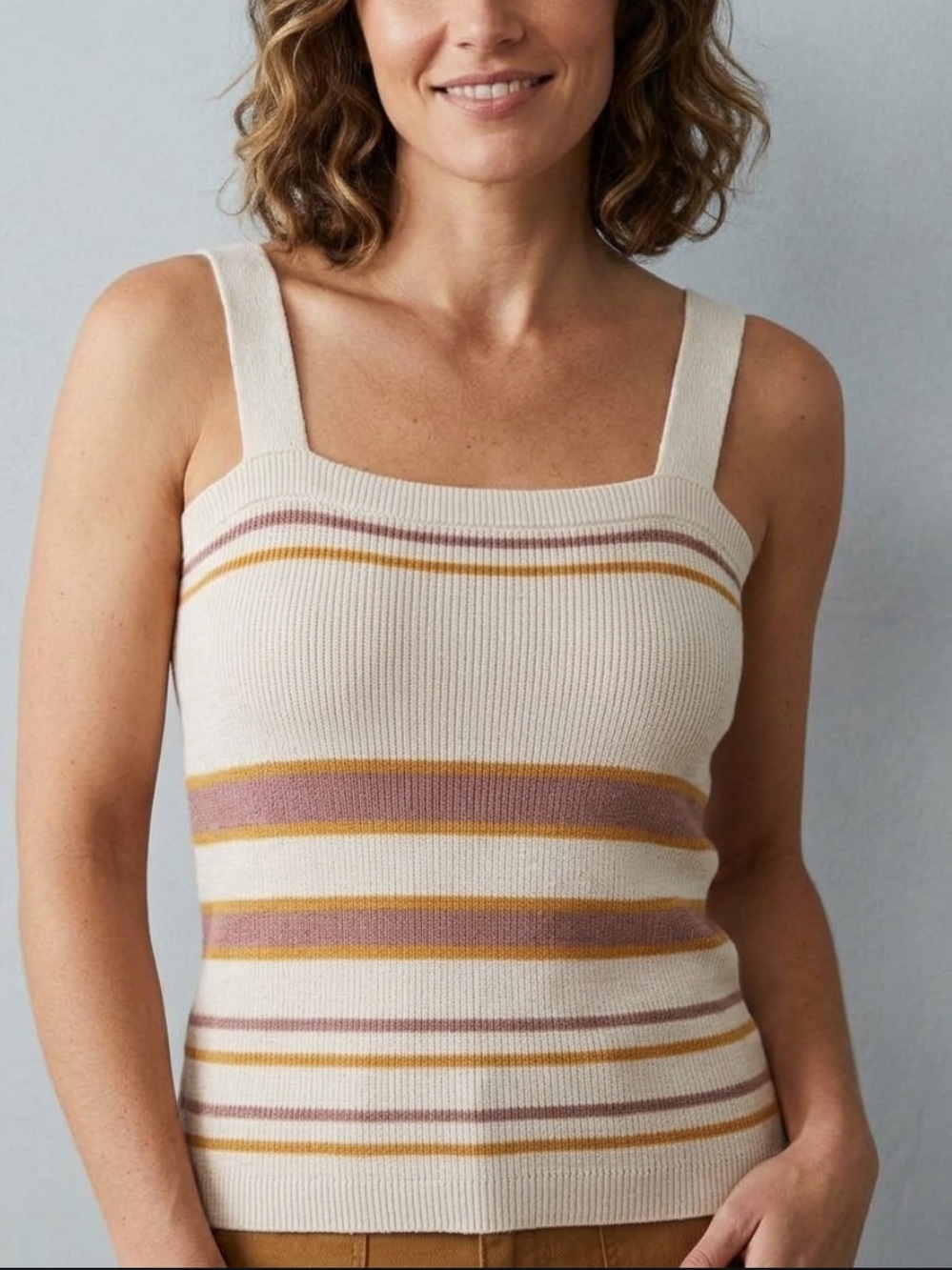 LOFT Outlet Women's Petite Knit Striped Square Neck Sweater Tank Top - size S